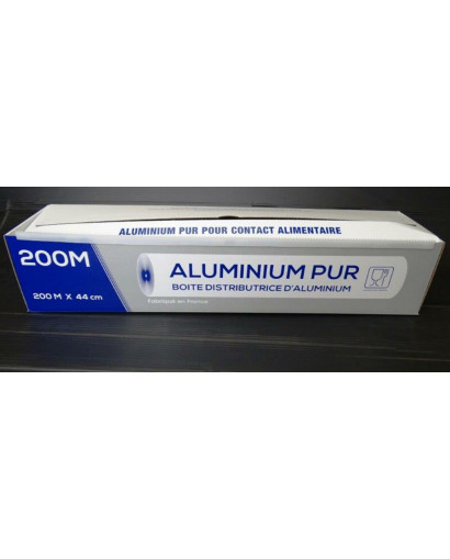 Film aluminium alimentaire 44 cm x 200 m en boîte distributrice