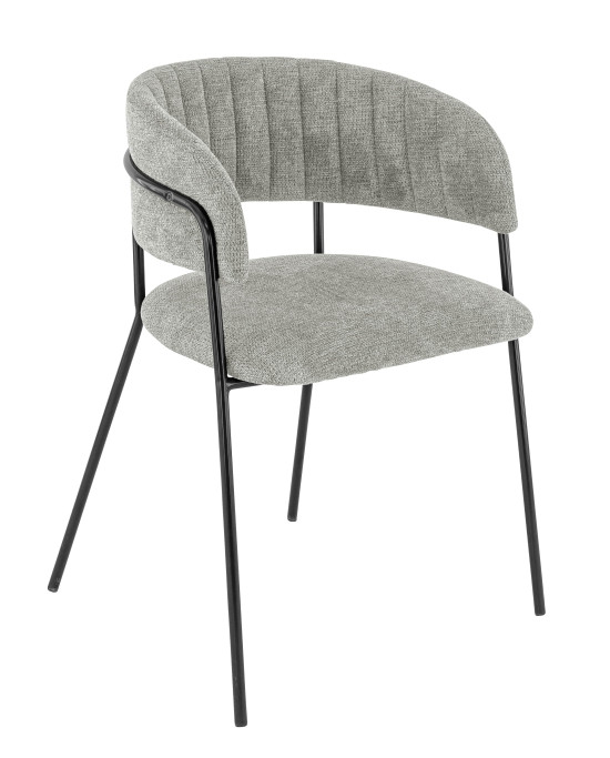 René fauteuil métal noir tissu aragon gris clair 83