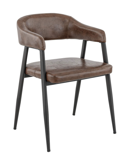 Montréal fauteuil structure métal noir simili marron vintage