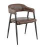 Montréal fauteuil structure métal noir simili marron vintage