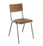 Collège chaise métal assise et dos bois teinte brun vintage